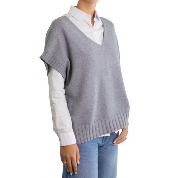 Gilet tinta unita scollo a V modello over 